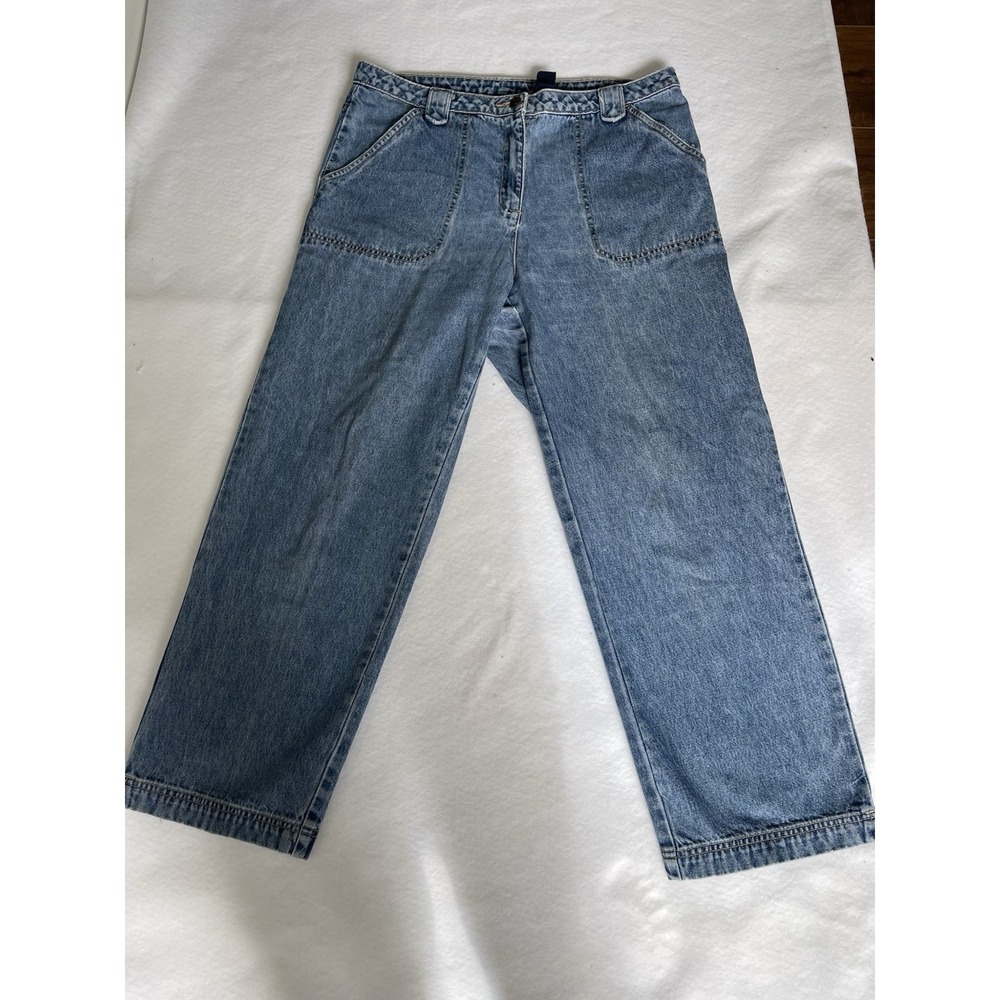 Crazy Horse Womens Jeans Relaxed Straight Blue Denim Button Zip‎ Size 12